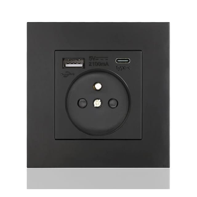 Typ C + USB16A Steckdosenleiste Typ 86, Anzahl der Steckdosen: 2 Löcher, Anzahl der USB-Anschlüsse: 1, Anzahl der Typ C-Anschlüsse: 1, sicher und