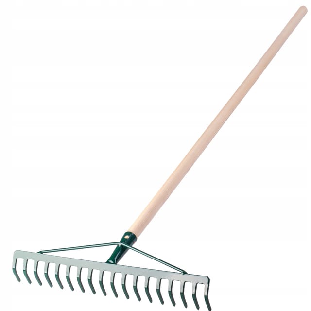 KADAX Rechen, breite Harke für Garten, Rasenrechen aus Metall, 18 Zinken