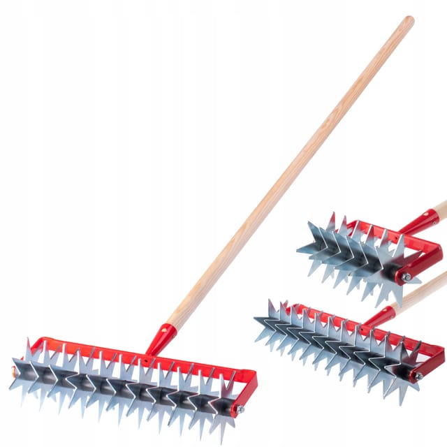 Kadax - Sternfräse, Gartenfräse aus Metall, Krümler, mit 12 Sternen, Holzstiel