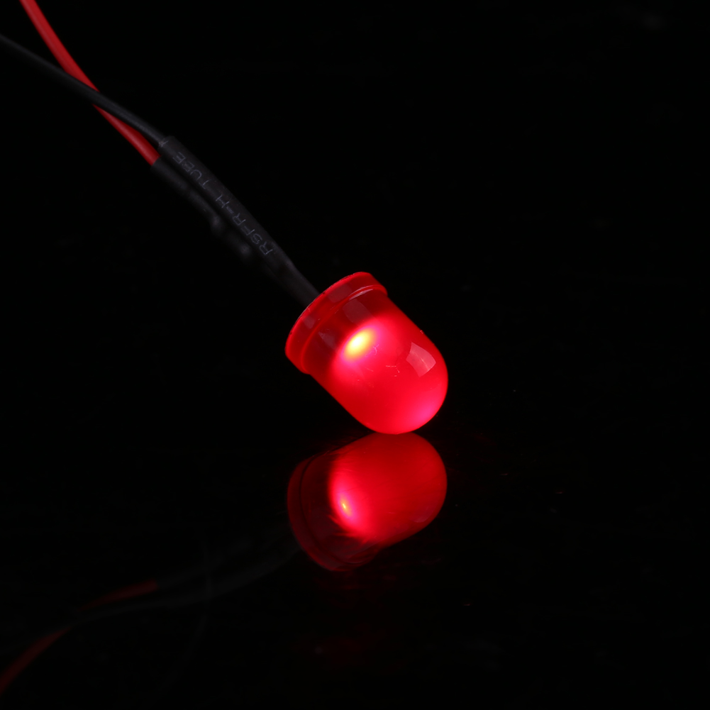 50 Stück Vorverdrahtete Dc12v Diffuse Led-dioden, Mehrfarbiges Licht, 10 Mm, Rot (9)