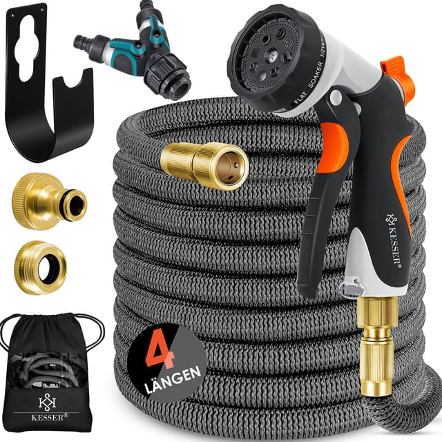 KESSER® Premium Gartenschlauch Flexibler Wasserschlauch dehnbarer Flexischlauch Anthrazit / 45 Meter