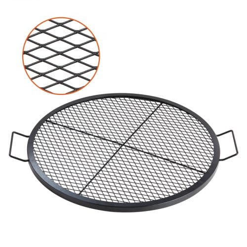 Vevor X-marks Feuerstellen-grillrost, Φ 760 X 25 Mm Lagerfeuer-bbq-grillrost Aus Stahl Mit Griff Und Stütz-x-draht, Tragbares Camping-kochgeschirr Für Partys Und Zusammenkünfte Im Freien, Schwarz