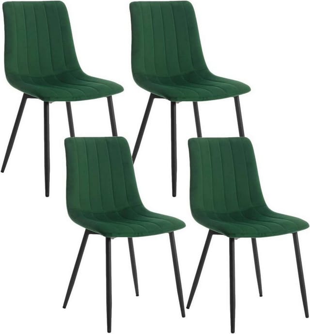 Klihome 4er Set Esszimmerstühle Küchenstühle mit Samt Gepolstertem Sitz Polsterstuhl mit Rückenlehne Metallbeinen, für Küche, Esszimmer,