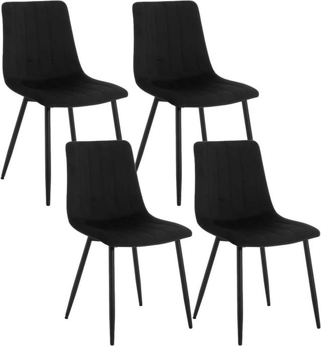 4er Set Esszimmerstühle Küchenstühle Mit Samt Gepolstertem Sitz Polsterstuhl Mit Rückenlehne Metallbeinen, Für Küche, Esszimmer, Schlafzimmer, Wohnzimmer, Lounge, Schwarz - Klihome