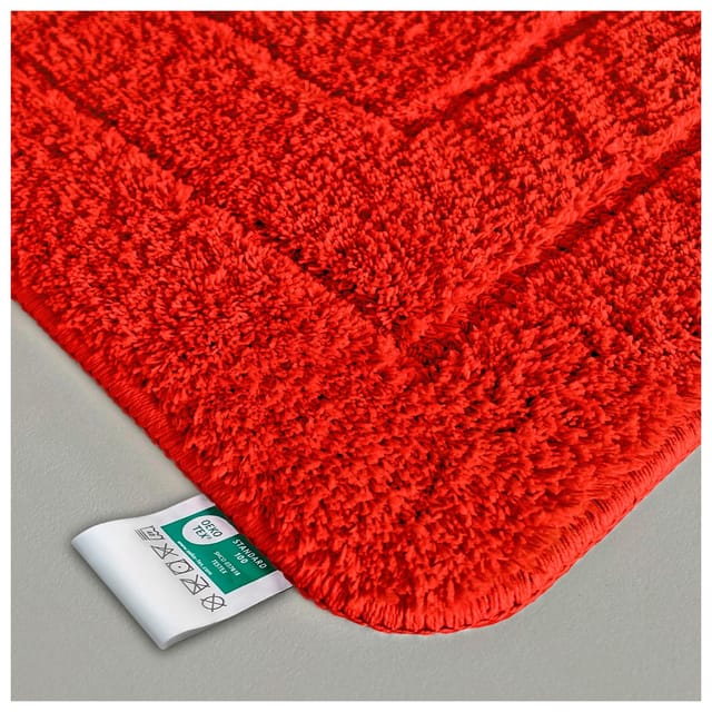 Floordirekt - Badematte Atlantis Reckteckig Rutschhemmende Rückseite Rot 60 x 100 cm