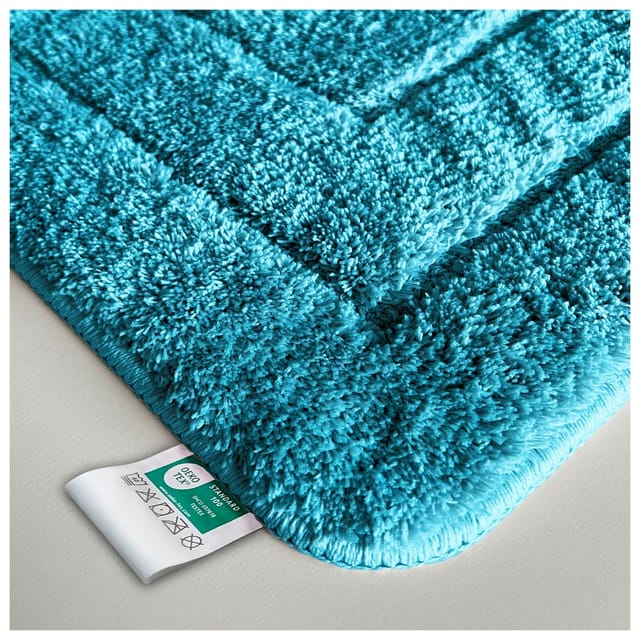 Floordirekt - Badematte Atlantis Reckteckig Rutschhemmende Rückseite Türkis 60 x 100 cm