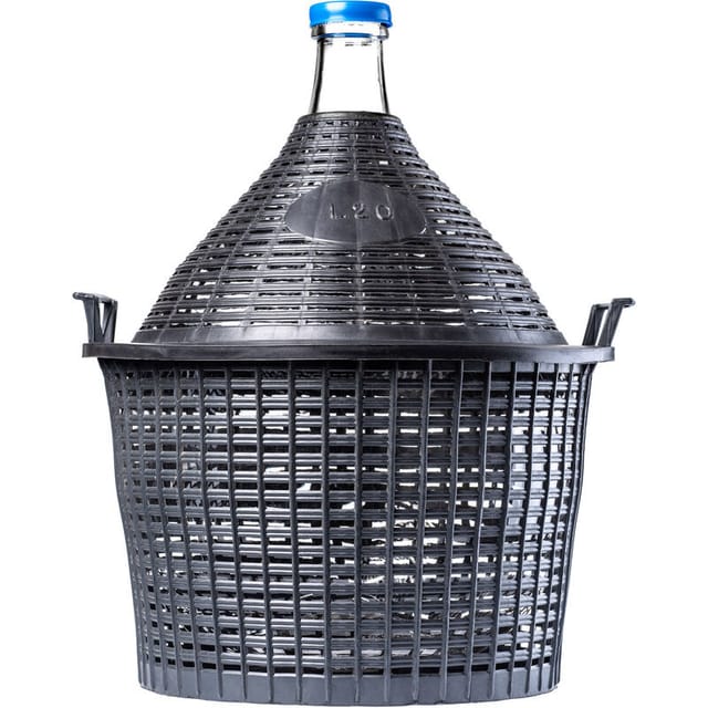 KADAX Glasballon, Gärballon mit Kunststoffkorb, Gummistopfen, 25L
