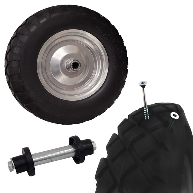 Baumarktplus - Schubkarrenrad pannensicher Vollgummi 4.80/4.00-8 grau/schwarz + Achse Ersatzrad Reifen pu