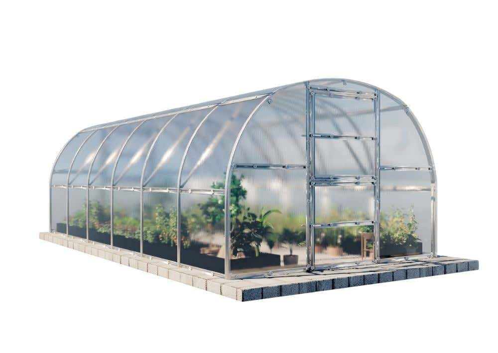 Terrando Gewächshaus Estragon 3x6m Gewächshaus aus Metall in Silber, Anzuchthaus mit 4 mm Wandstärke Treibhaus