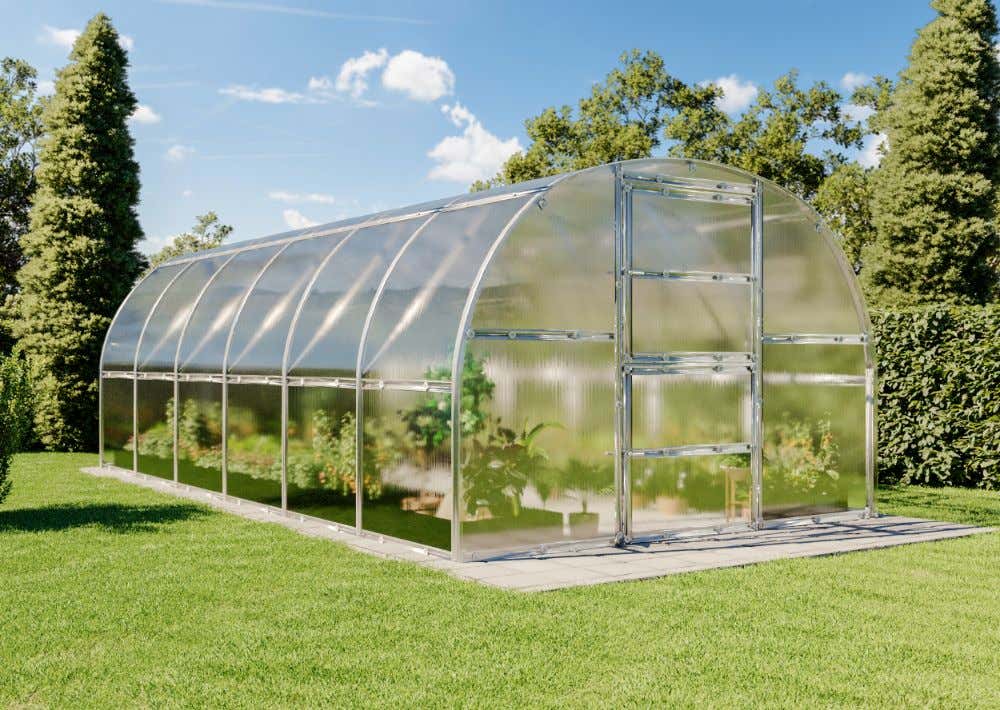 Terrando - Gewächshaus Estragon 3x6m Gewächshaus aus Metall in Silber, Anzuchthaus mit 6 mm Wandstärke Treibhaus