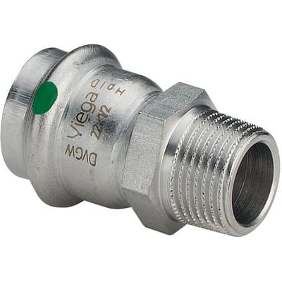 Sola - Viega Sanpress Inox Übergangsstück 436469 18mmxR 1/2, Stahl nichtrostend, Mehrkant, SC-Contur