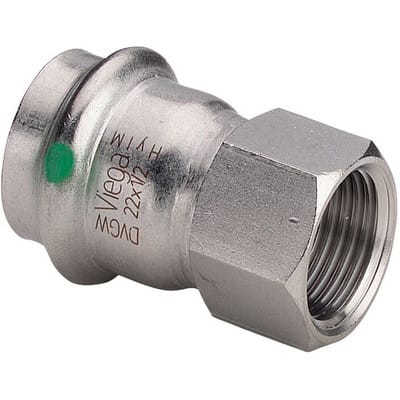 Viega Sanpress Inox Übergangsstück 436599 18mmxRp 1/2, Stahl nichtrostend, Mehrkant, SC-Contur