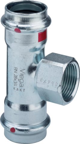 Viega - T-Stück mit sc Prestabo 1117.2 in 54mm x Rp1/2 x 54mm Stahl verzinkt