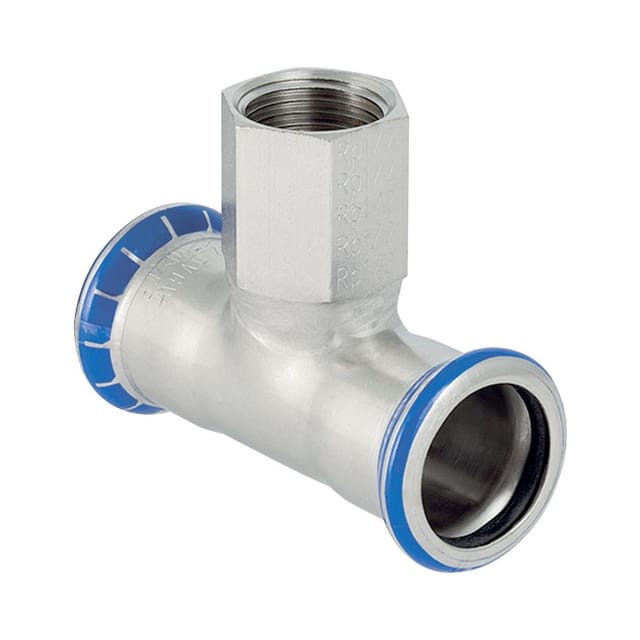 Ge Mapress Edelstahl T-Stück m. Abg. ig d 15mmxRp 1/2'x15mm, üa 31304 - Geberit