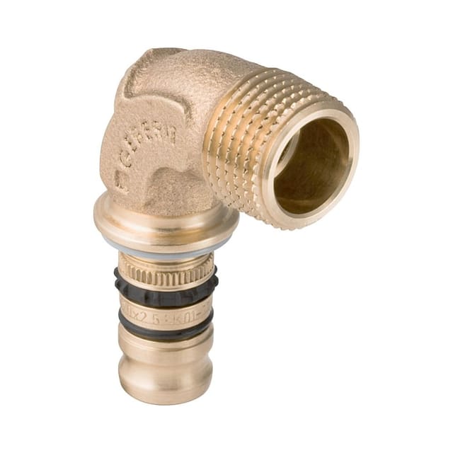 Geberit - Mepla Übergangsbogen 602252005 ø 20mmxR 1/2, Rotguss, 90Grad, mit ag