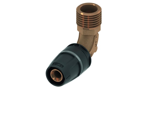 Logo-Push Winkelübergangsnippel Dimension 32mm x r 1', Rotguss/Siliziumbronze - Tece