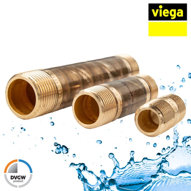 Viega Langnippel 3530 in R2 x 150mm Rotguss