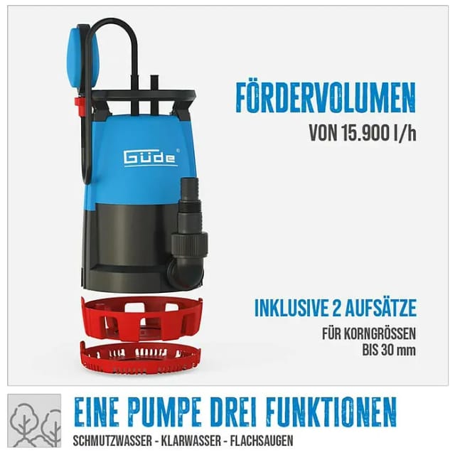 Güde - Kombitauchpumpe 3in1 Tauchpumpe Wasserpumpe Schmutzwasserpumpe 94643 GS751
