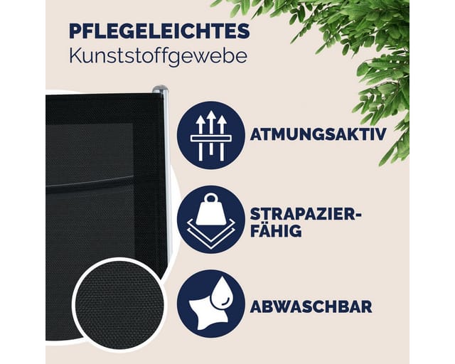 Gartenstühle Set Hochlehner Klappbar 8-fach Verstellbar Camping Stuhl Aluminium Wetterfest Klappstuhl 120kg Belastbarkeit Garten Balkon 2er Set Silber - Casaria