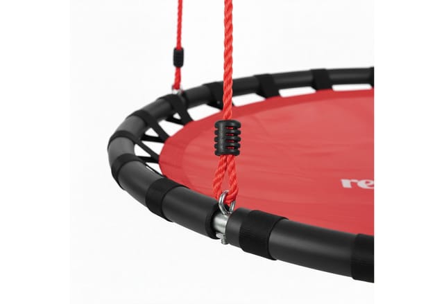 Relaxdays - Nestschaukel, runde Hängeschaukel, für Kinder & Erwachsene, verstellbar, draußen, ø: 80 cm, bis 100 kg, rot