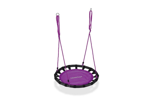 Relaxdays - Nestschaukel, runde Hängeschaukel, für Kinder & Erwachsene, verstellbar, draußen, ø: 80 cm, bis 100 kg, lila