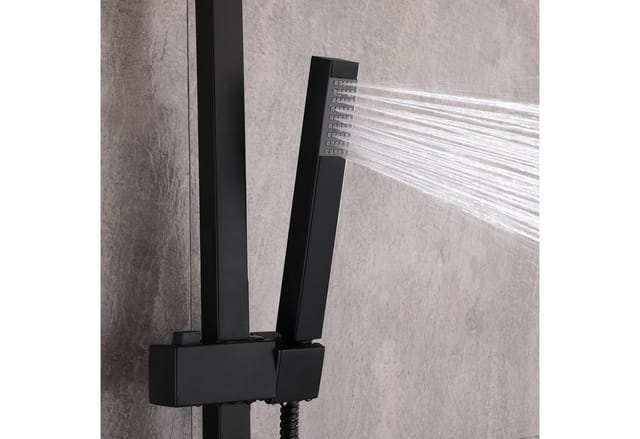Duschsystem Bernstein SEDAL-Thermostat 8921B Basic Schwarz mit Edelstahl-Duschkopf 20x20cm