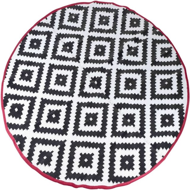 Outdoor-Teppich Chill mat Falconwood 2 m Rund Schwarz und Weiß Bo-Camp