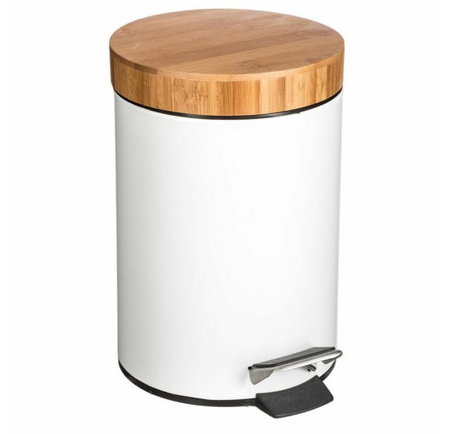 5five Simply Smart - Mülleimer mit bambusdeckel 3l naturéo weiß - 5five