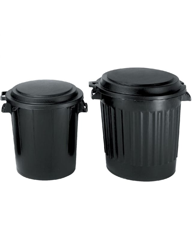 eda Schwarze Mülltonne 50 Liter aus strapazierfähigem Kunststoff