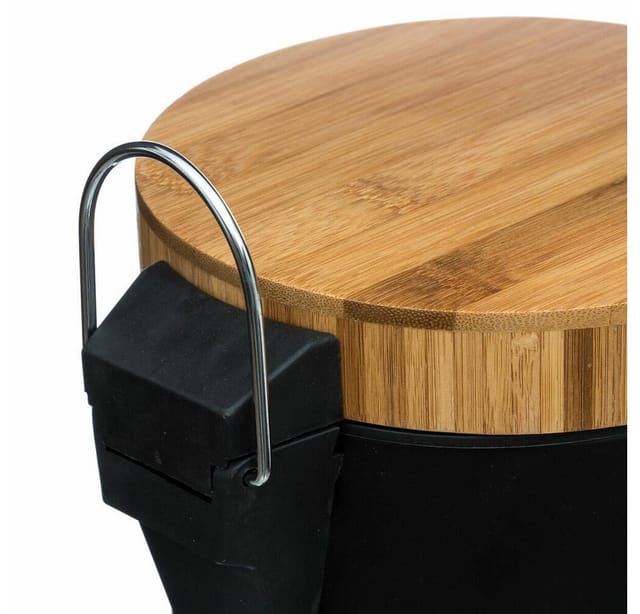 5five Simply Smart - Mülleimer mit bambusdeckel 3l naturéo schwarz - 5five