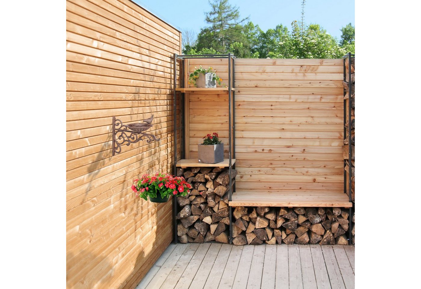Vogeltränke, Gusseisen, Wandmontage, Wetterfest, Rostfrei, Wildvögel, Gartendeko, HxBxT 24 x 28 x 14 cm, braun - Relaxdays Bild 2