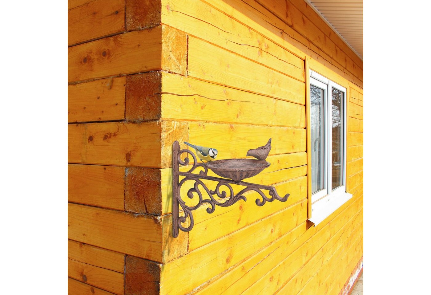 Vogeltränke, Gusseisen, Wandmontage, Wetterfest, Rostfrei, Wildvögel, Gartendeko, HxBxT 24 x 28 x 14 cm, braun - Relaxdays Bild 3