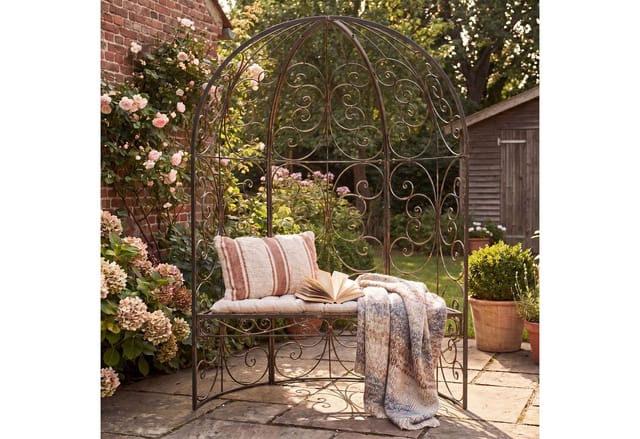 Halbpavillon Rosie mit Sitzbank bronze