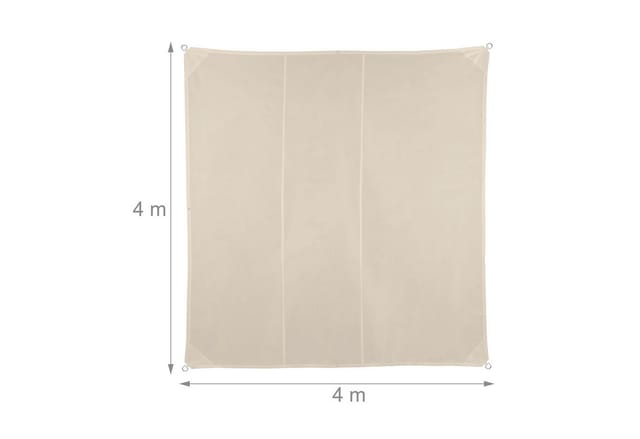 Sonnensegel quadratisch, wasserabweisend, UV-Schutz, mit Spannseilen, Terrasse, Balkonsegel BxT 4 x 4 m, beige - Relaxdays