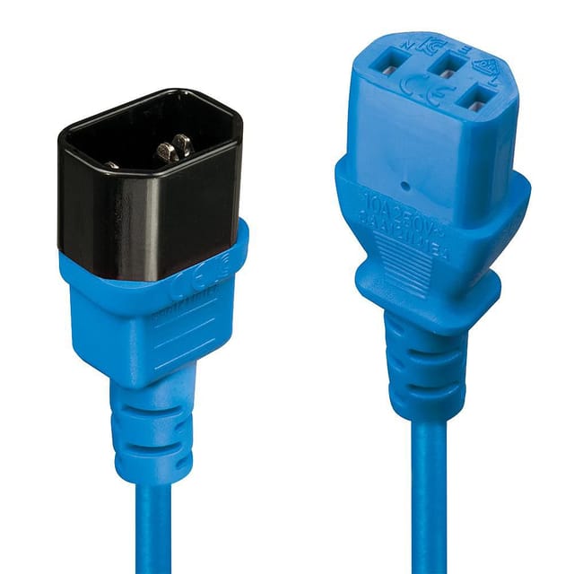 Lindy - C14 auf C13 Verlängerungskabel 1M, Blau PE1413BL18, 30471