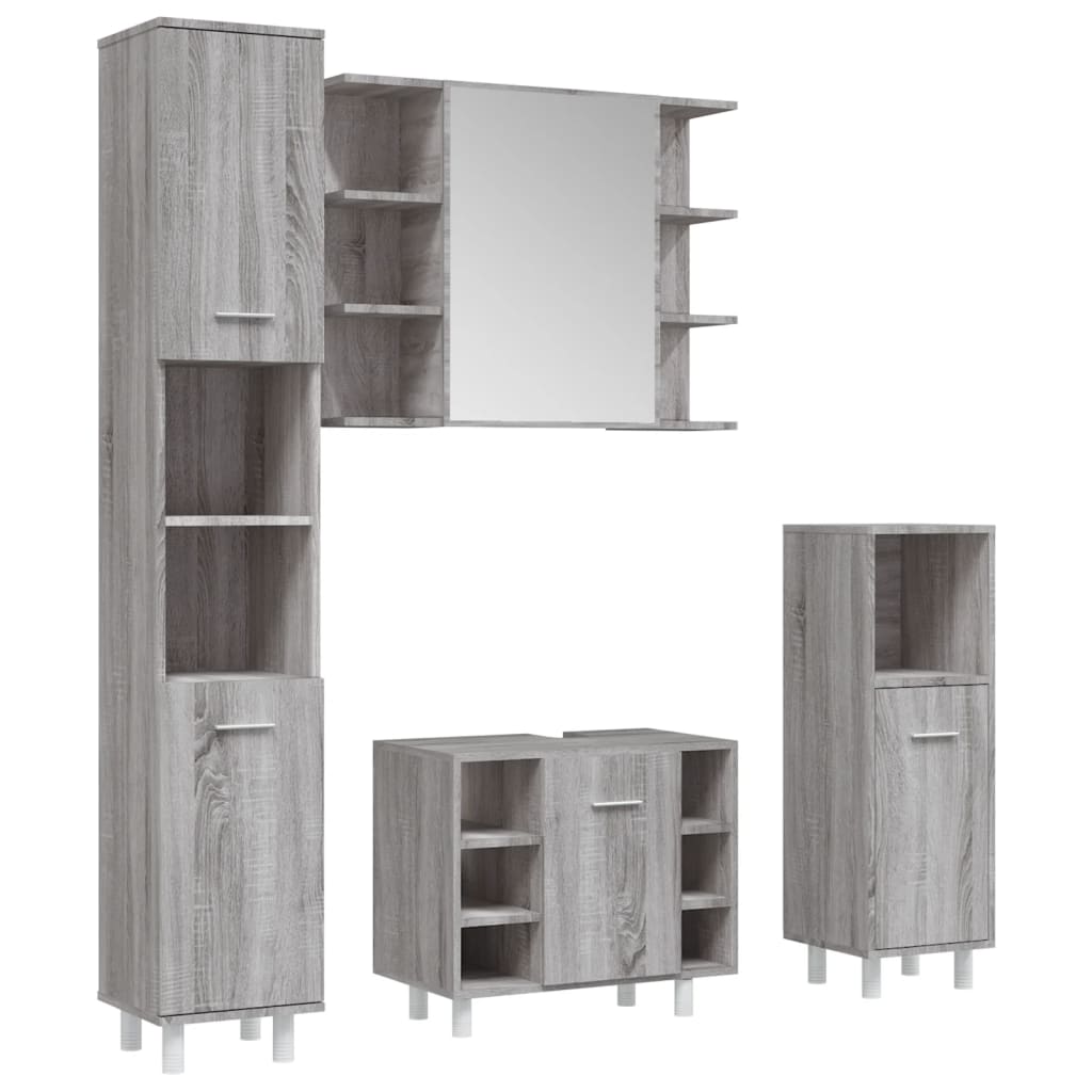 4-tlg. Badmöbel-set Grau Sonoma Holzwerkstoff Vidaxl325599