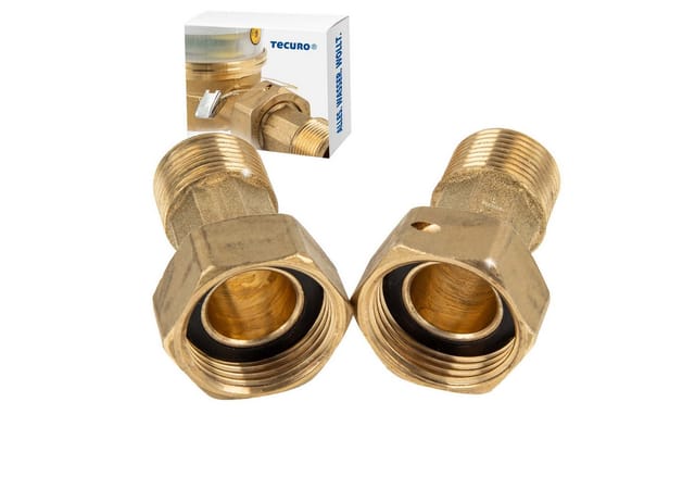 Tecuro - Wasserzähler Verschraubungen 3/4 Zoll üwm x 1/2 Zoll ag - 2-er Set, MS-blank