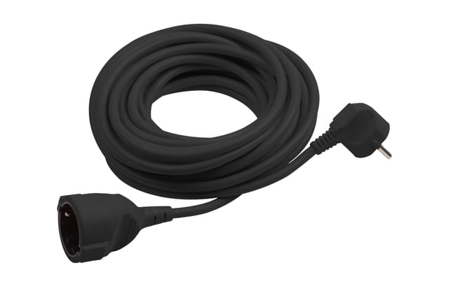 Meister - Schutzkontakt-Verlängerung - 5 m Kabel - schwarz - Kunststoffleitung - IP20 Innenbereich / Kupplung mit Berührungsschutz /