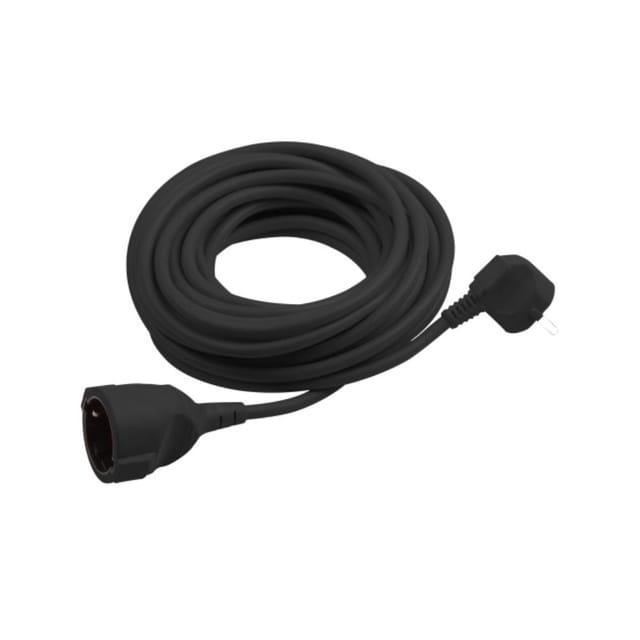 Meister Schutzkontakt-Verlängerung - 3 m Kabel - schwarz - Kunststoffleitung - IP20 Innenbereich / Kupplung mit Berührungsschutz /