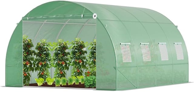 Vounot - Gewächshaus Foliengewächshaus Winterfest Tomatenhaus Folientunnel, 4x3x2m 12m²