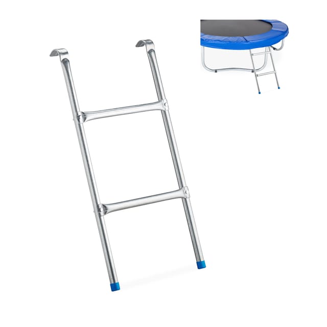 Relaxdays - Leiter Trampolin, zum Einhängen, 2 Sprossen, Einstiegsleiter für Gartentrampolin, h x b: 76 x 38 cm, silber