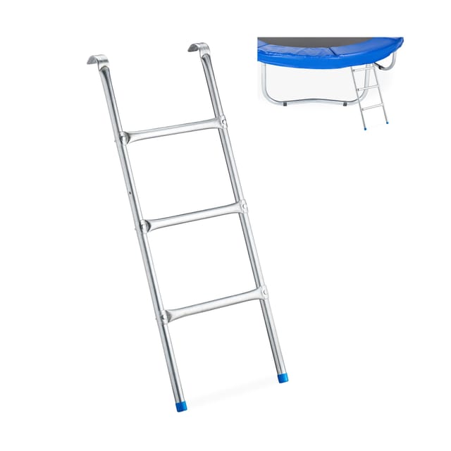 Relaxdays - Leiter Trampolin, zum Einhängen, 3 Sprossen, Einstiegsleiter für Gartentrampolin, h x b: 97 x 38 cm, silber