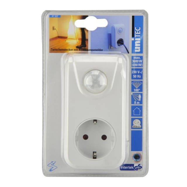 Unitec - Zwischenstecker mit Bewegungsmelder weiß Stecker & Kupplungen