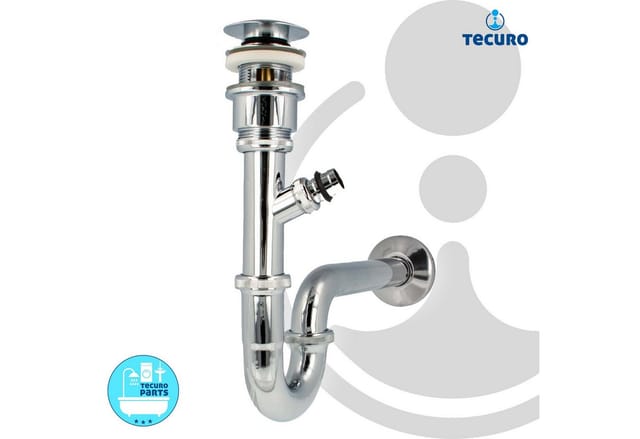 tecuro Siphon mit Pop Up Ablaufventil verchromt - Universal Set für Waschtisch / Waschbecken