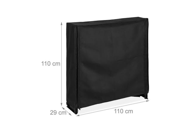 Relaxdays - Kaminholzregal mit Abdeckung, für Holz ab 25 cm, Brennholzregal aus Eisen, hbt: 110 x 110 x 29 cm, schwarz