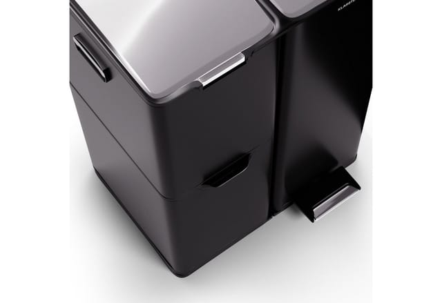 Klarstein Tiyo 3-in-1 Mülleimer - 60L Küchen-Abfalleimer mit Pedale & Soft-Close-Deckel, Edelstahlgehäuse, herausnehmbare Eimer,