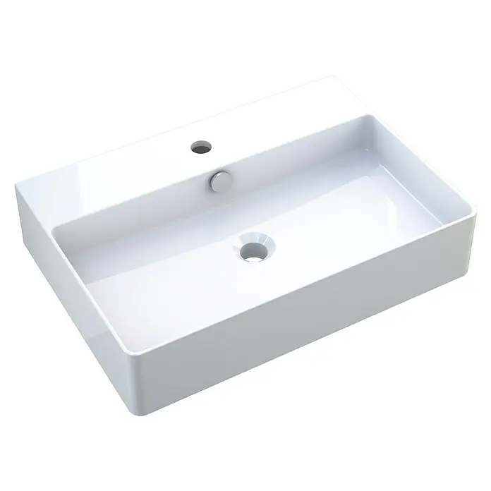 Camargue Paris Waschtisch 2.0 (B x L: 60,5 x 42,5 cm, Ohne Spezialglasur, Hahnloch: Mitte, Mit Überlauf, Weiß)