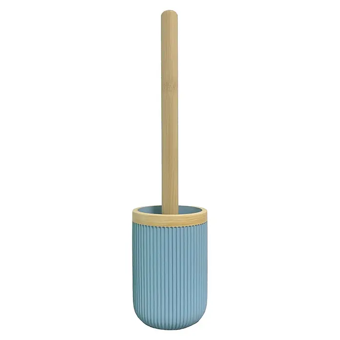 Camargue WC-Bürstengarnitur Ocean Wood (Blau/Bamboo, Rund, Ø x H: 8,8 x 37,3 cm)