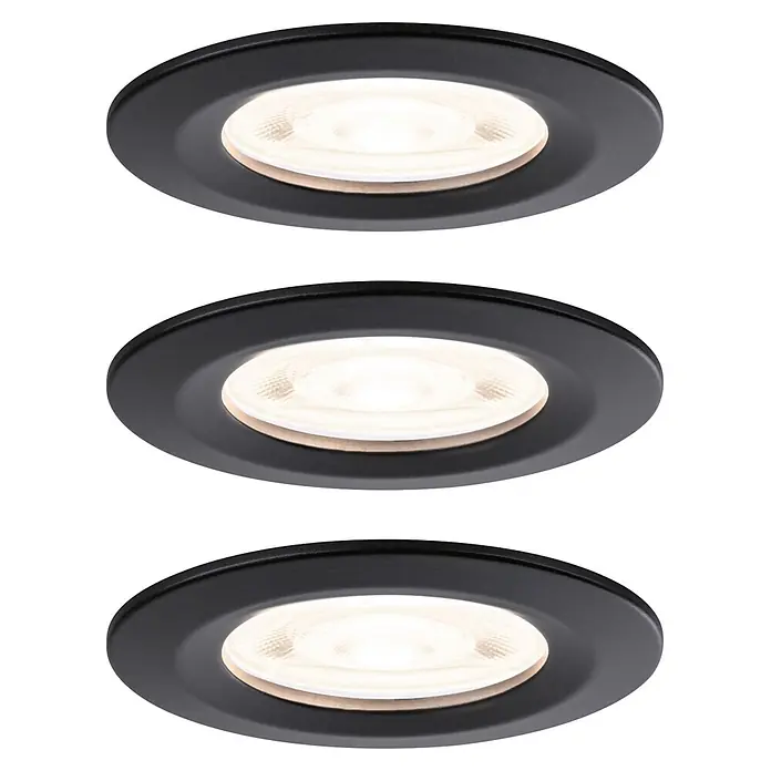 Paulmann LED-Einbauleuchten-Set rund Nova (4,9 W, Schwarz, 3 Stk., Warmweiß)