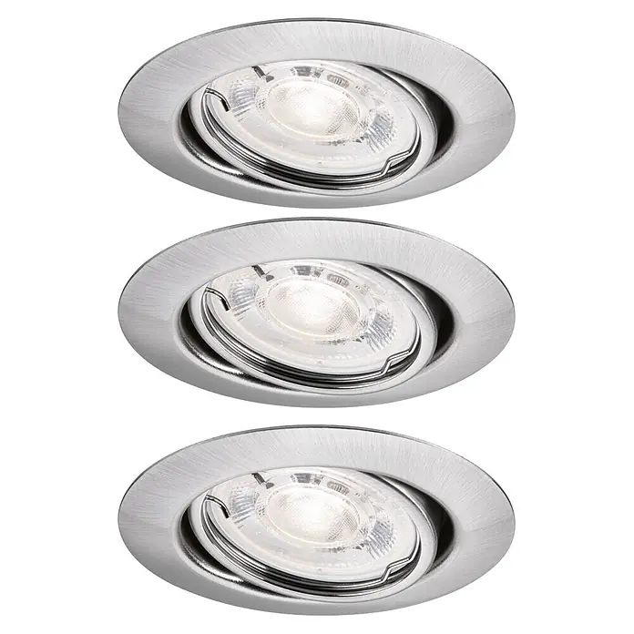 Paulmann LED-Einbauleuchten-Set rund Base (4 W, Eisen gebürstet, 3 Stk., Warmweiß)